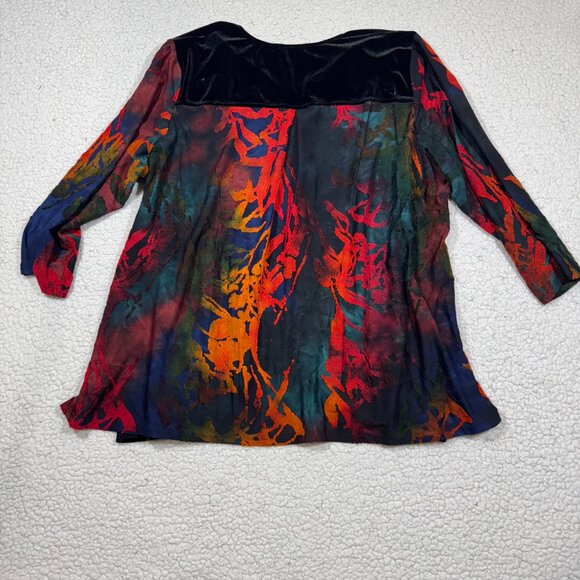 Calessa Womens Black Velvet Embroidered Tunic Top Size 2X Whimsigoth Fairy Boho - Picture 4 of 6